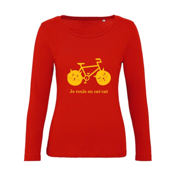 cat-cat bike jaune Or |   T shirt manches longues femme|100% bio