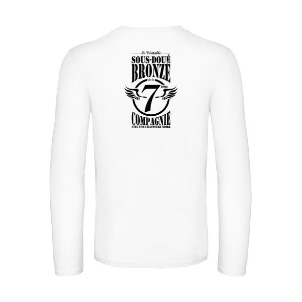 7eme compagnie crew - t shirt- manches- longues- original- humour- White impression Dos
