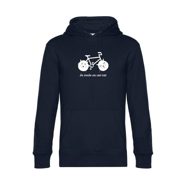 cat-cat-bike sweat shirt original Navy Blue flex Blanc impression Face