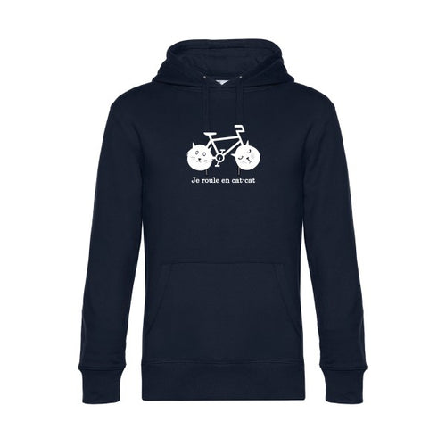 cat-cat-bike sweat shirt original Navy Blue flex Blanc impression Face