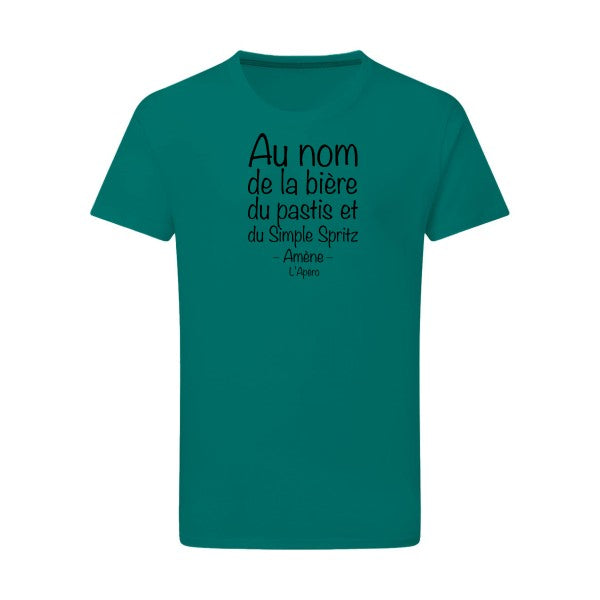 prière de l'apéro noir -Flex noir sur T-shirt SG  Emerald Green  2XL