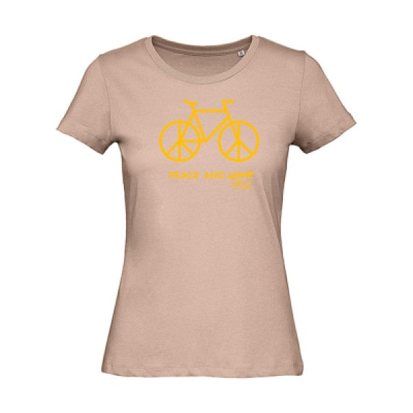 T shirt humour bio femme   femme bio|Peace and vÃ©lo jaune Or 