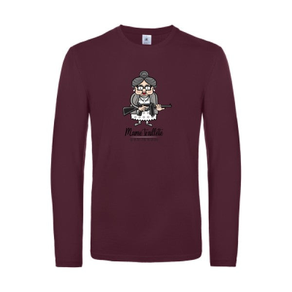 mamie-traillette-t-shirt-manches-longues-original-humour -Burgundy