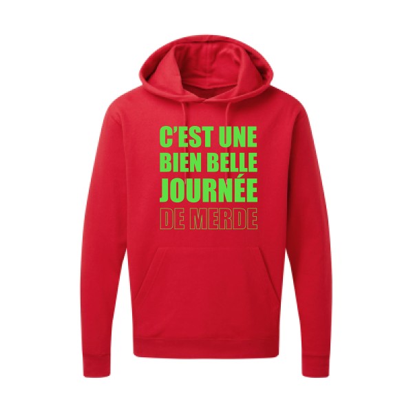 Journée de m... Vert fluo |Sweat capuche imprimé homme