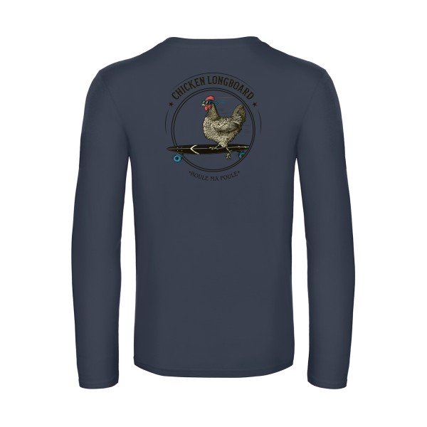 chicken-longboard-t-shirt-manches-longues-original-humour -Navy