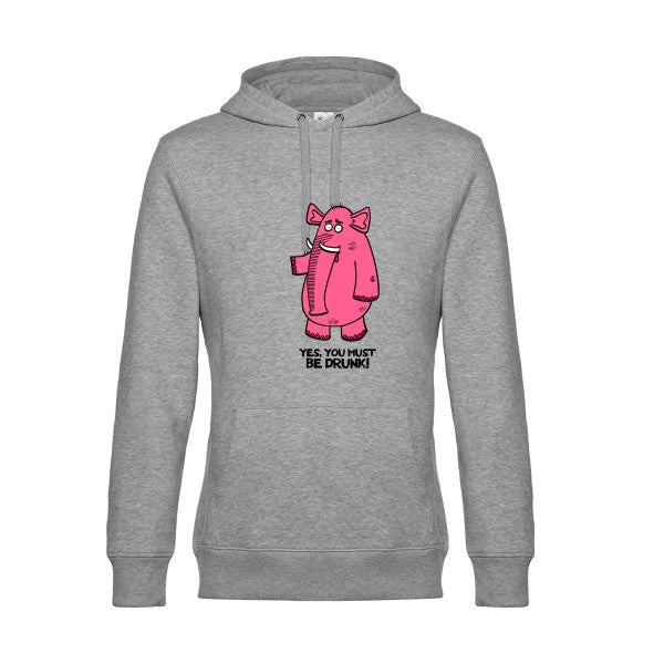 Pink-elephant- Sweat à capuche original Heather Grey - RueDuTeeshirt