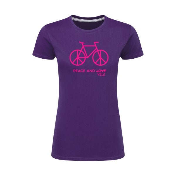 Peace and vélo Rose Fluo |T shirt original femme|SG