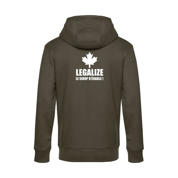 Legalize-le-sirop-d-erable sweat shirt original Khaki flex Blanc impression Dos