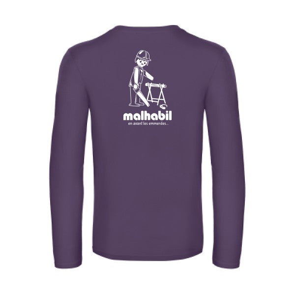 malhabil... - t shirt- manches- longues- original- humour- Urban Purple impression Dos