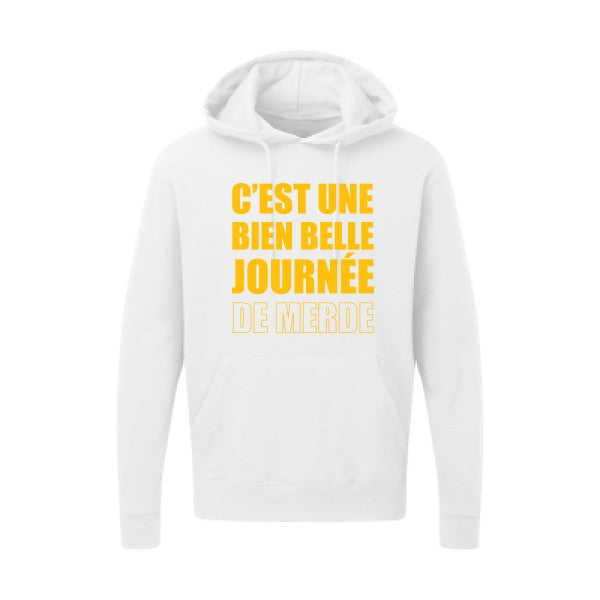 Journée de m... jaune Or |Sweat capuche imprimé homme