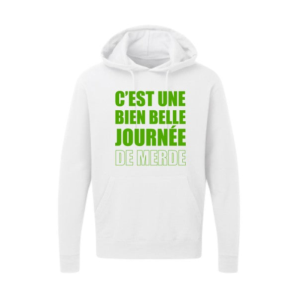 Journée de m... Vert pomme |Sweat capuche imprimé homme