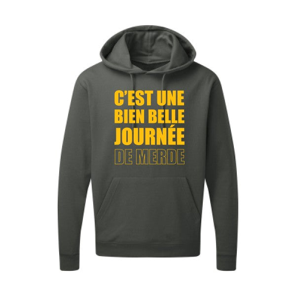 Journée de m... jaune Or |Sweat capuche imprimé homme