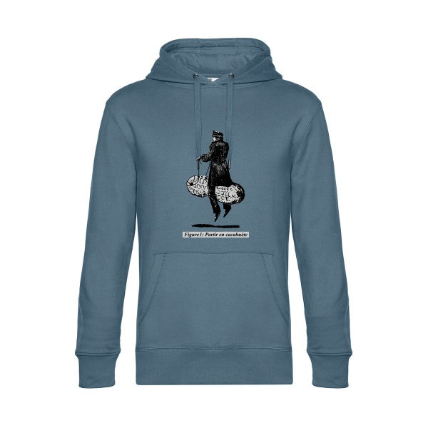 Partir-en-cacahuete- Sweat à capuche original nordic blue - RueDuTeeshirt