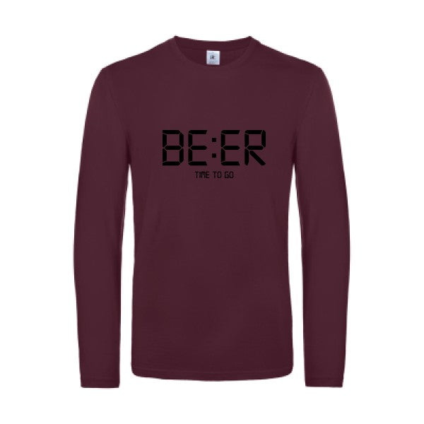 time to go - t shirt- manches- longues- original- humour- Burgundy impression Face