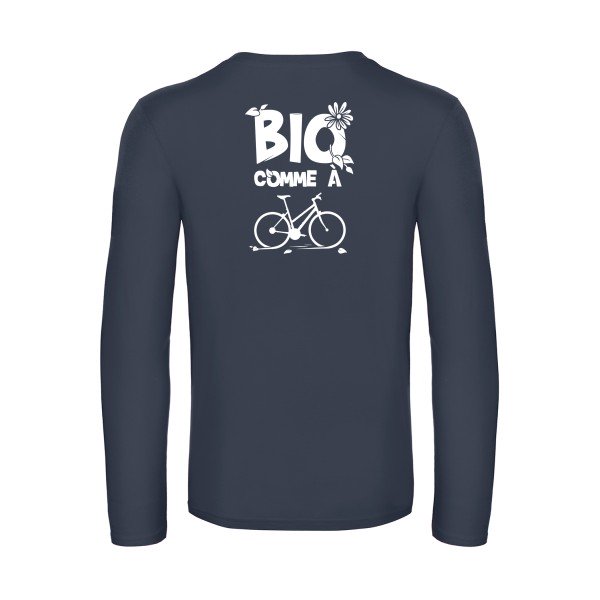 bio comme un velo - t shirt- manches- longues- original- humour- Navy impression Dos