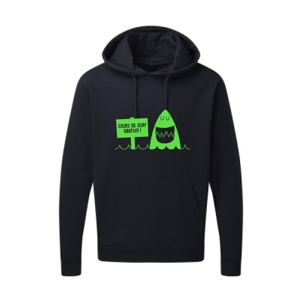 Cours de surf Vert fluo |Sweat capuche imprimé homme