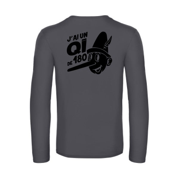 quotient intellectuel - t shirt- manches- longues- original- humour- Dark Grey impression Dos
