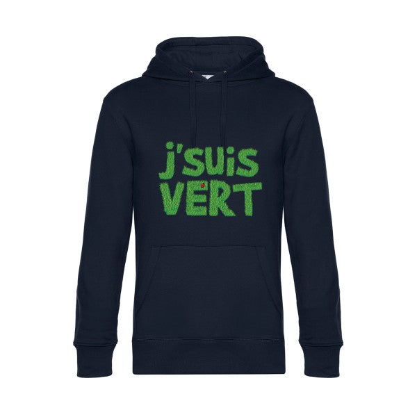 J-suis-vert- Sweat à capuche original Navy Blue - RueDuTeeshirt