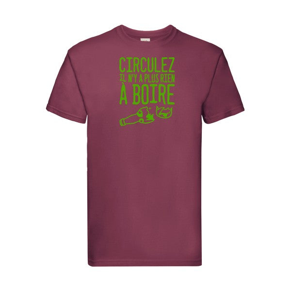 T-shirt|Circulez il n'y a plus rien à boire |Vert pomme|Fruit of the loom 205  G