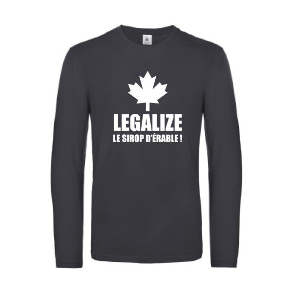legalize le sirop d erable - t shirt- manches- longues- original- humour- Dark Grey impression Face