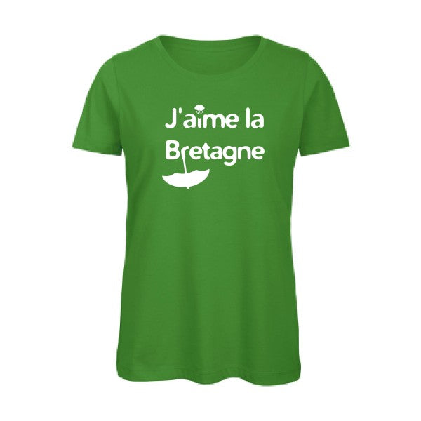 T shirt humour bio femme   femme bio|J'aime la Bretagne Blanc 