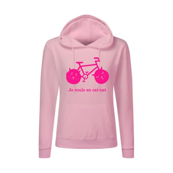 cat-cat bike Rose Fluo |Sweat original à capuche Femme