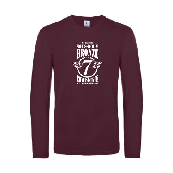 7eme compagnie crew - t shirt- manches- longues- original- humour- Burgundy impression Face