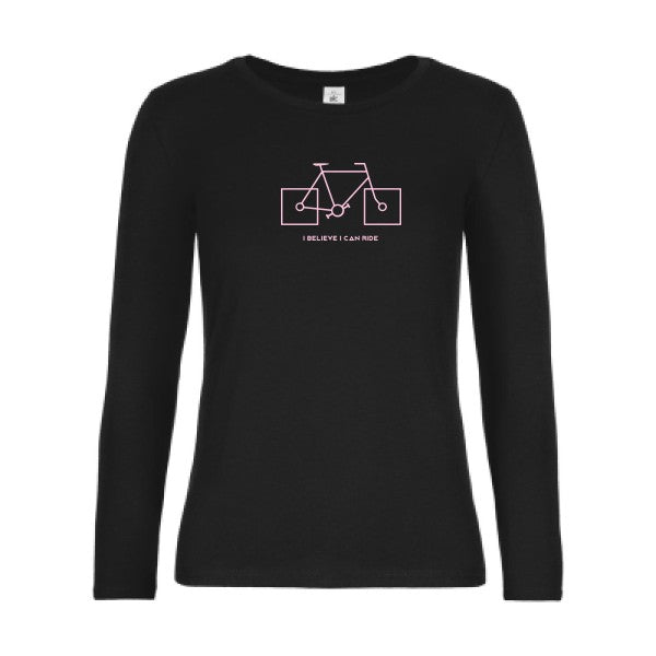 t-shirt lsl femme I-believe-I-can-ride Black flex Rose