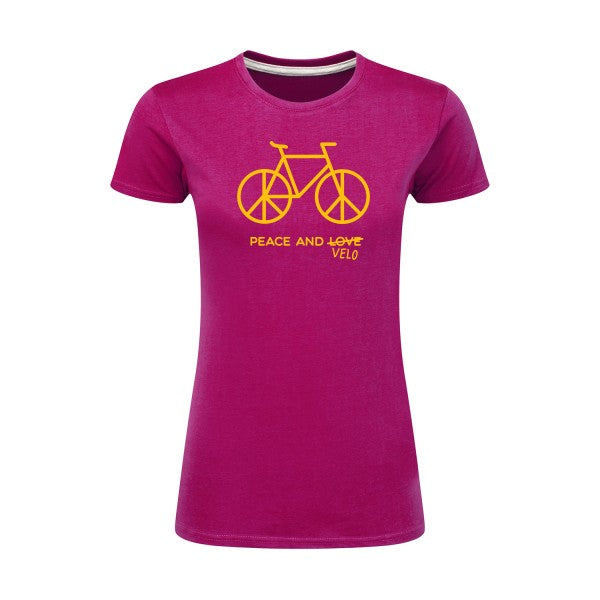 Peace and vélo jaune Or |T shirt original femme|SG