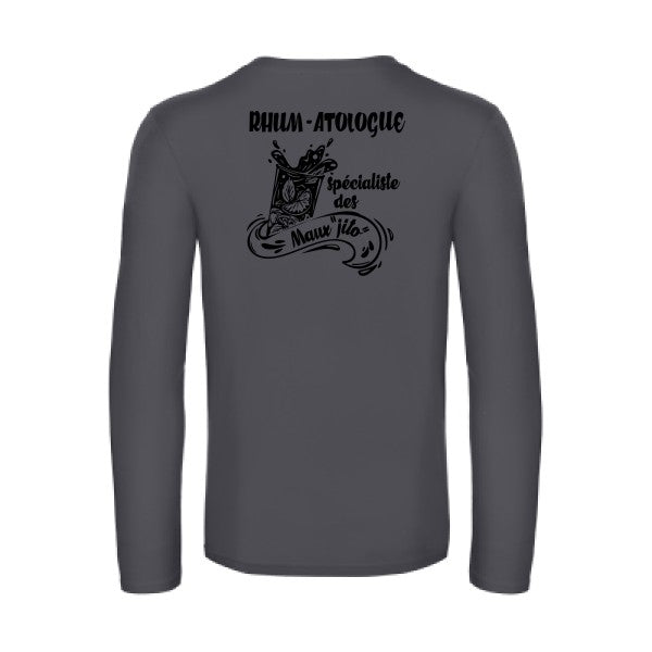 rhum atologue - t shirt- manches- longues- original- humour- Dark Grey impression Dos