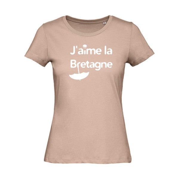 T shirt humour bio femme   femme bio|J'aime la Bretagne Blanc 