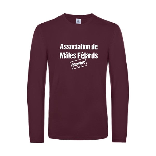 association de males fetards - t shirt- manches- longues- original- humour- Burgundy impression Face