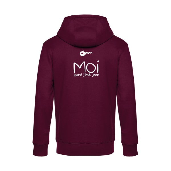 Moi-quand-j-etais-jeune sweat shirt original Burgundy flex Blanc impression Dos