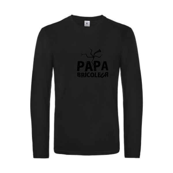 papa bricoleur - t shirt- manches- longues- original- humour- Black impression Face