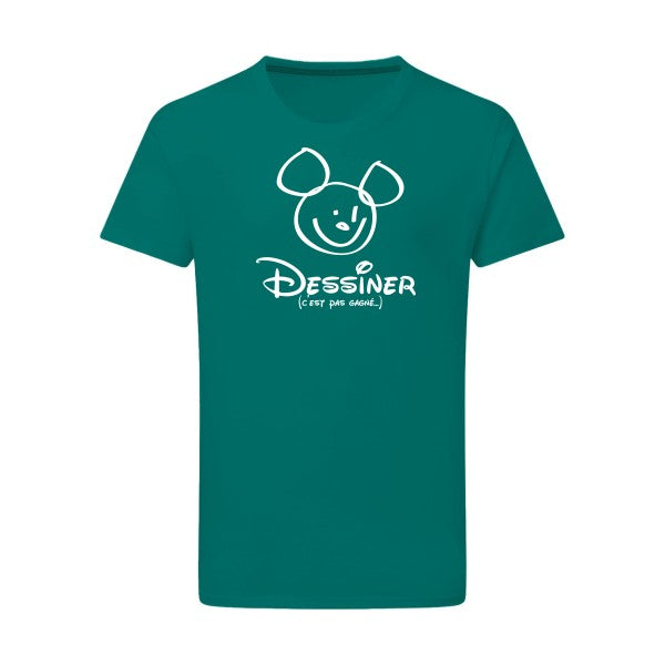 Dessiner. C'est pas gagné. Blanc -Flex Blanc sur T-shirt SG  Emerald Green  2XL