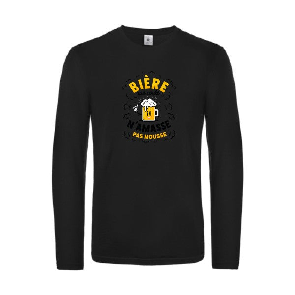 biere-qui-roule-t-shirt-manches-longues-original-humour -Black