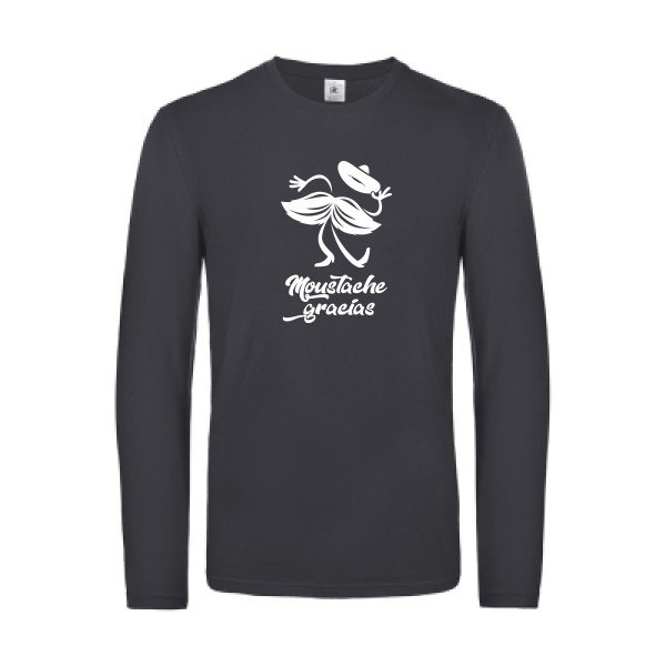 presqu spagnol - t shirt- manches- longues- original- humour- Dark Grey impression Face