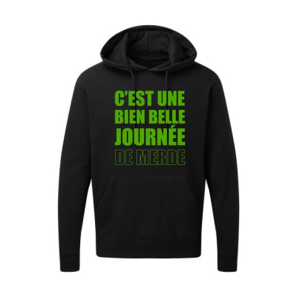 Journée de m... Vert pomme |Sweat capuche imprimé homme