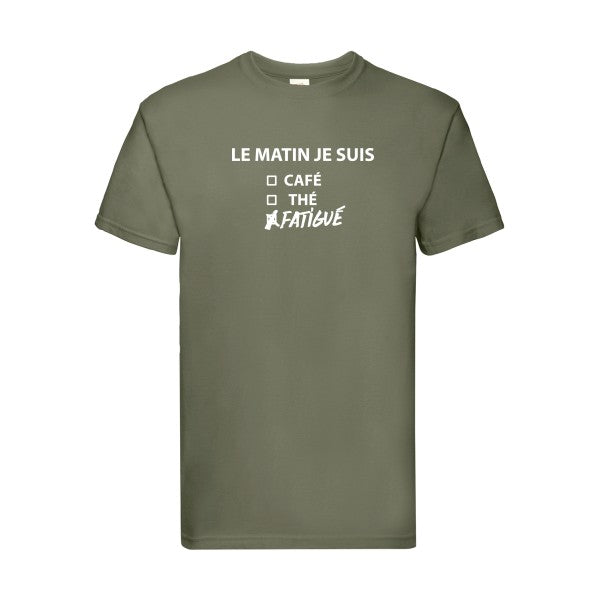 T-shirt|Le matin je suis... |flex Blanc| Fruit of the loom 205 g 