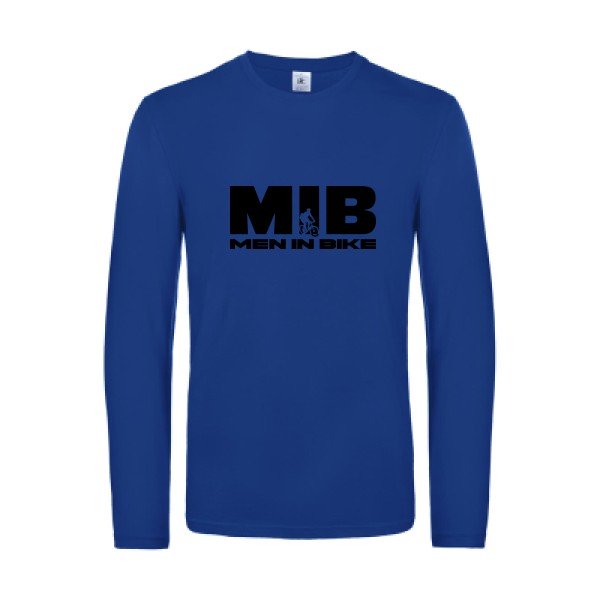 men in bike - t shirt- manches- longues- original- humour- Royal Blue impression Face