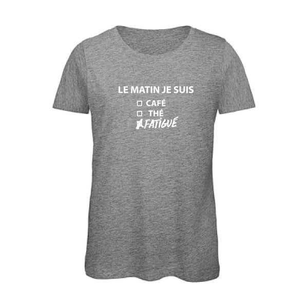 T shirt humour bio femme   femme bio|Le matin je suis... Blanc 