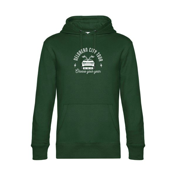 Delorean-city-tour sweat shirt original Bottle Green flex Blanc impression Face