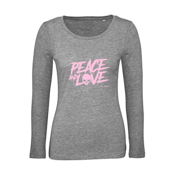 Peace or no peace Rose |   T shirt manches longues femme|100% bio