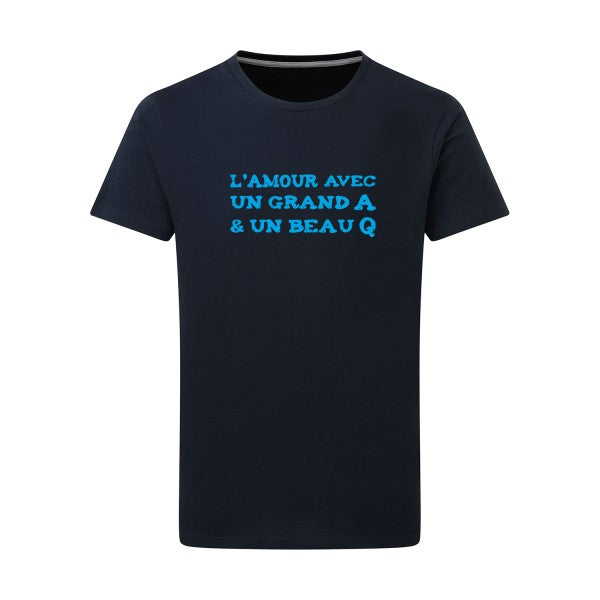 L'Amour avec un grand A et un beau Q ! - Flex bleu clair Tshirt original Navy  5XL