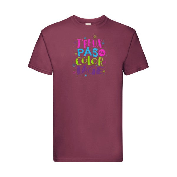 J'peux pas j'ai coloriage Fruit of the loom 205 g/m² T-shirt/ bordeaux