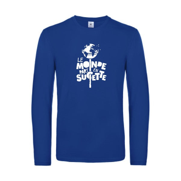 le monde part en sucette - t shirt- manches- longues- original- humour- Royal Blue impression Face