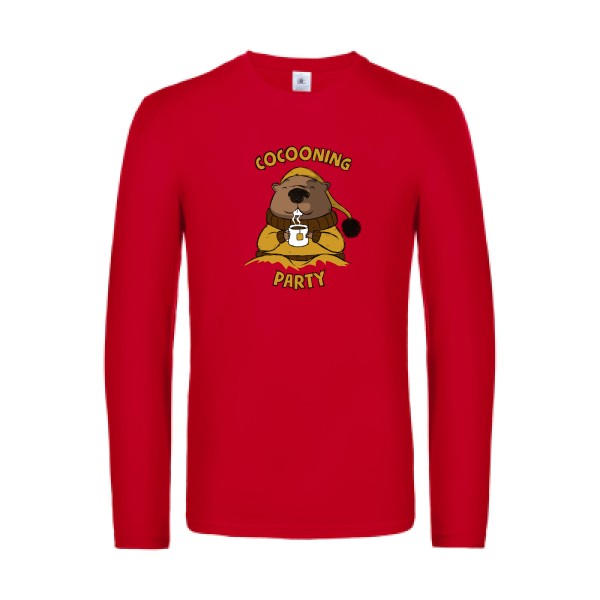 cocooning-t-shirt-manches-longues-original-humour -Red