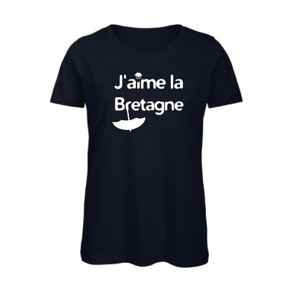 T shirt humour bio femme   femme bio|J'aime la Bretagne Blanc 