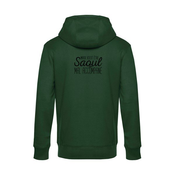 Maux-vieut-etre-Saoul sweat shirt original Bottle Green flex Noir impression Dos