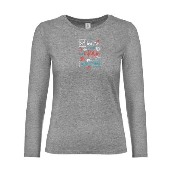 t-shirt lsl femme humour-et-Science-B&C-E190-LSL-women--T-shirt-femme-manches-longues Sport Grey flex 